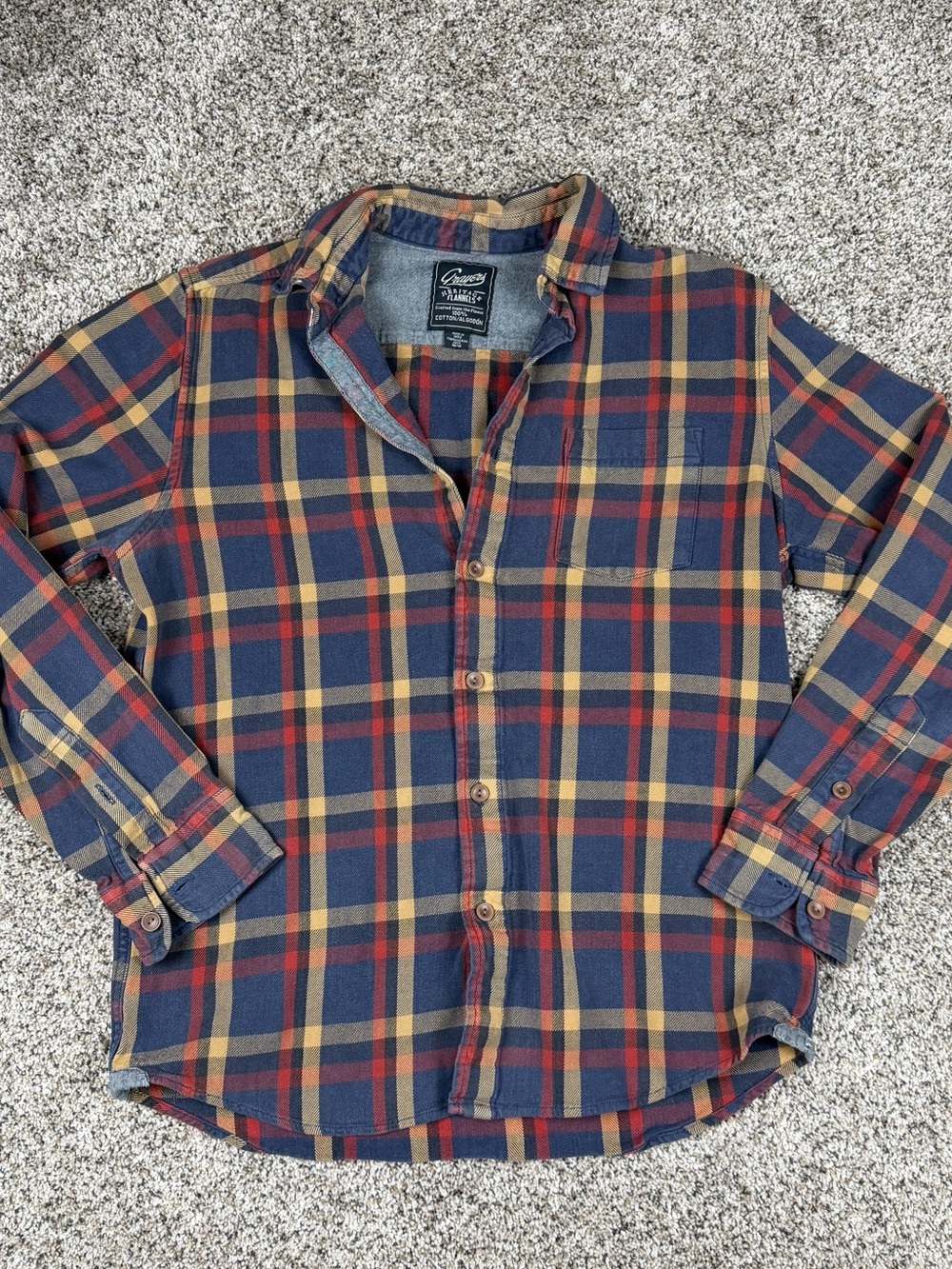Grayers Navy Red Gold Plaid Button-Down Shirt